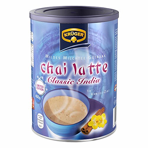 Krüger 8971 Chai Latte Classic India Té con leche en polvo, vainilla y canela, té instantáneo, 450 g, 18 Raciones