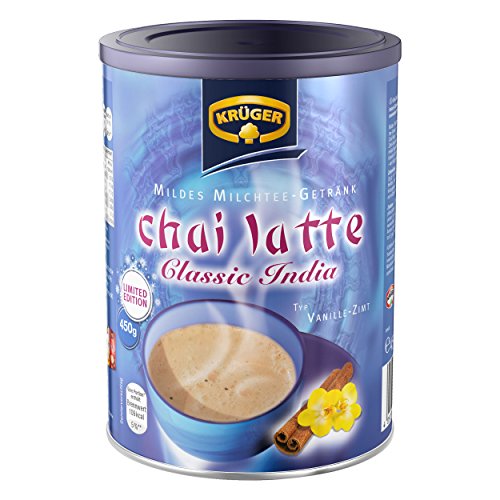 Krüger 8971 Chai Latte Classic India Té con leche en polvo, vainilla y canela, té instantáneo, 450 g, 18 Raciones