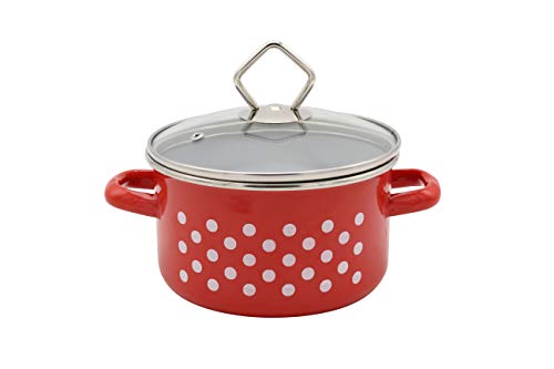 Krüger Karl 99503 Olla Juego Dresden 5 Piezas Olla, Acero, Color Rojo con Lunares Blancos, 60 x 40 x 30 cm
