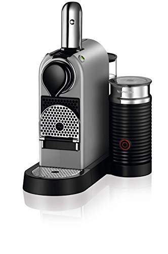 Krups Nespresso CitiZ&Milk XN761B - Cafetera Monodosis Cápsulas, 19 bares, Depósito Agua 1 L, Apagado Automático, Acero, con Aeroccino