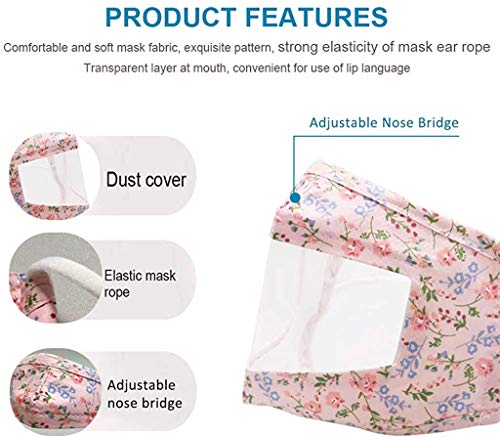 KRY - Boca Protectora Nariz Transparente Lectura Visual Labios Lenguaje Discapacitados auditivos Algodón Neutro Lavable Reutilizable Cordón de oído Ajustable