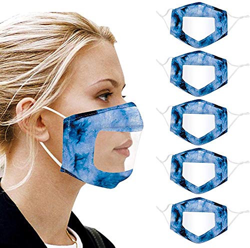 KRY - Boca Protectora Nariz Transparente Lectura Visual Labios Lenguaje Discapacitados auditivos Algodón Neutro Lavable Reutilizable Cordón de oído Ajustable