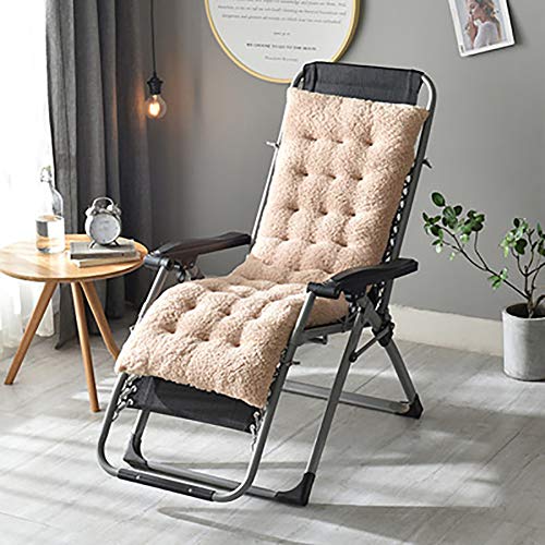 KTOL Respaldo Alto Cojines para Tumbona, Terraza Sillas De Jardín Cojines para Tumbona Interior Aire Libre Tumbona Sillón Respaldos Cojín Terciopelo Cristal No Era-Slip-Kaki 130x50x12cm