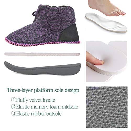 KuaiLu Zapatillas Casa Mujer Alta Densidad Memory Foam Pantuflas Cálida Invierno Interior Forro de Felpa Cerradas Cómodo Antideslizante Botas