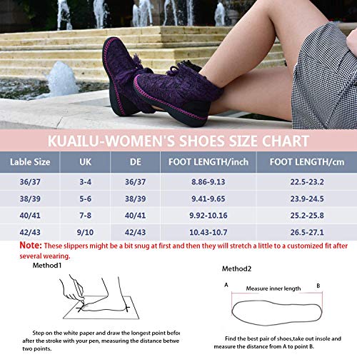 KuaiLu Zapatillas Casa Mujer Alta Densidad Memory Foam Pantuflas Cálida Invierno Interior Forro de Felpa Cerradas Cómodo Antideslizante Botas