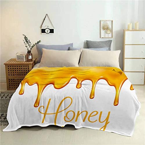 Kuidf Manta amarilla Miel Splash Dulce Abeja Panal Panal Panadería Cafetería Tartas Galletas Ropa de cama Mantas De Lujo De Gran Tamaño Para Sofá Cama o Sofá 50 x 150 cm