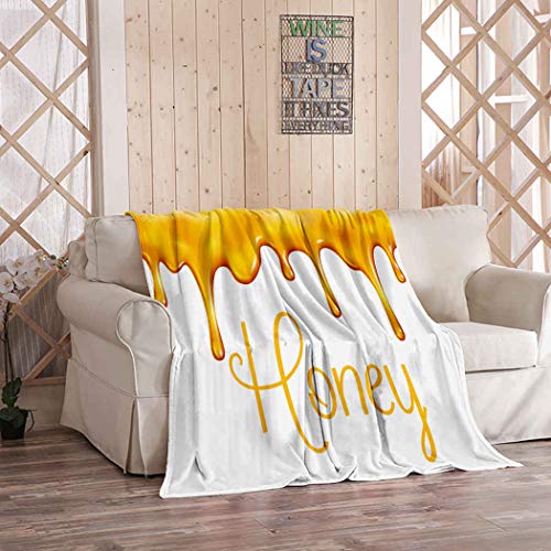 Kuidf Manta amarilla Miel Splash Dulce Abeja Panal Panal Panadería Cafetería Tartas Galletas Ropa de cama Mantas De Lujo De Gran Tamaño Para Sofá Cama o Sofá 50 x 150 cm