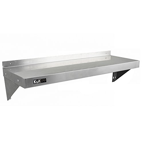 KuKoo - 2 Estantes de Pared 125cm x 30cm de Acero Inoxidable para Cocina Comercial, Café, Bar, Restaurante y Taller
