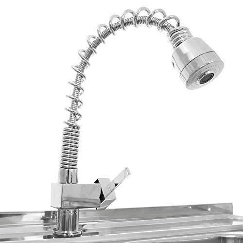 KuKoo - Fregadero Comercial de Doble Seno Acero Inoxidable Escurridor a la Derecha Cocina Catering