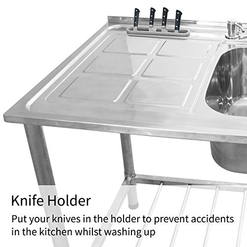 KuKoo - Fregadero Comercial de Doble Seno Acero Inoxidable Escurridor a la Derecha Cocina Catering