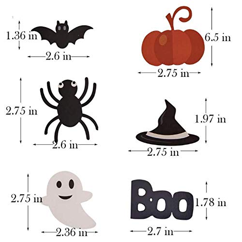KungFu Mall 48 piezas de decoración para cupcakes calabaza murciélago araña fantasma para Halloween fiesta cumpleaños decoración de tartas
