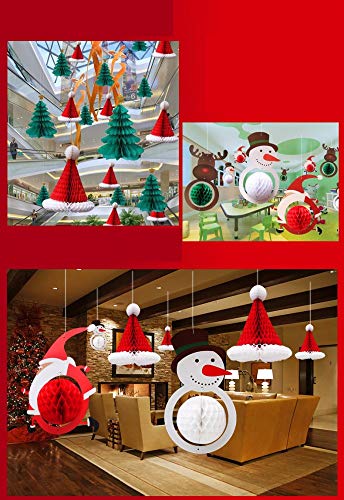 kungfu Mall 6 UNIDS Adorno Colgante de Navidad Nido de Abeja Flor de Papel Colgante de árbol de Navidad Bolas de Panal para decoración de Navidad Interior al Aire Libre