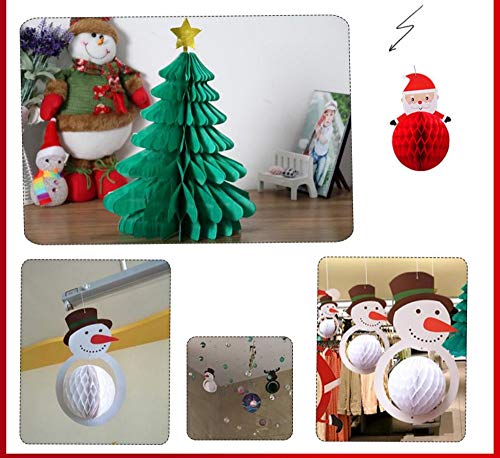 kungfu Mall 6 UNIDS Adorno Colgante de Navidad Nido de Abeja Flor de Papel Colgante de árbol de Navidad Bolas de Panal para decoración de Navidad Interior al Aire Libre