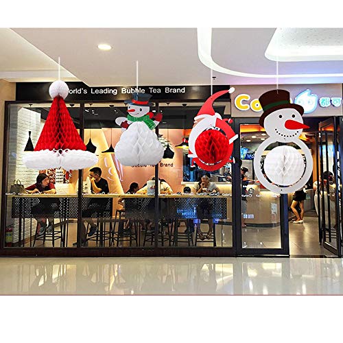 kungfu Mall 6 UNIDS Adorno Colgante de Navidad Nido de Abeja Flor de Papel Colgante de árbol de Navidad Bolas de Panal para decoración de Navidad Interior al Aire Libre