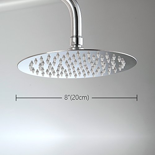 KUNGYO 304 Acciaio Inox Ultra Sottile Soffione Doccia Docce fisse Rotondo Diametro 20CM(8 Pollici)