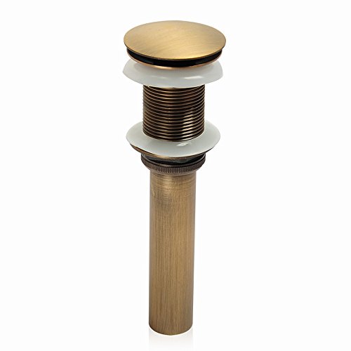 KUNGYO Fregadero para lavabo sin ranura Empujar para elevar Haga clic en Tapón para desecho Clack Tapón para desagüe sin desbordamiento Terminado (Amarillo)