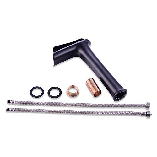 KUNGYO Moderno Cascada Grifo del Fregadero del Baño Lavabo en Latón, Válvula De Cerámica Mezclador Monomando para Lavamanos Alta (Negro)