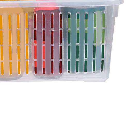Kurtzy Almacenamiento para Frigorífico (4 Piezas) - (32x15x13,5 cm) Plástico Cestas de Refrigerador con Mango para Organizar Estantes, Alacenas, Baños