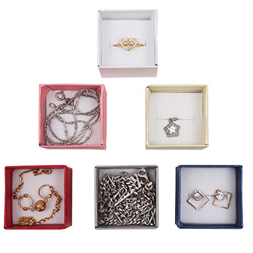 Kurtzy Cajas de Regalos de Anillo (24 Piezas) - 3,8 x 2,8cm Cajas para Joyas con Inserto de Terciopelo - Cajas de Presentación con Diseño de Lazo y Cinta - Caja con Ranura para Anillos y Pendientes
