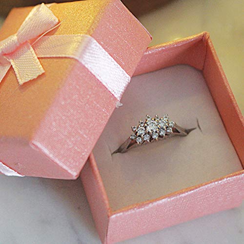 Kurtzy Cajas de Regalos de Anillo (24 Piezas) - 3,8 x 2,8cm Cajas para Joyas con Inserto de Terciopelo - Cajas de Presentación con Diseño de Lazo y Cinta - Caja con Ranura para Anillos y Pendientes