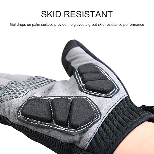 KUTOOK Guantes Ciclismo Largos Transpirables Hombres con Acolchadas De EVA Función Táctil Guantes MTB Gel Antideslizante(Azul,M)
