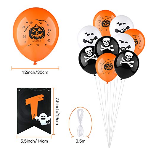KUUQA Kit de suministros de decoración para fiestas de Halloween que incluye pancarta de Halloween, 18 globos de látex para fiestas de Halloween, Bar, suministros de decoración del hogar