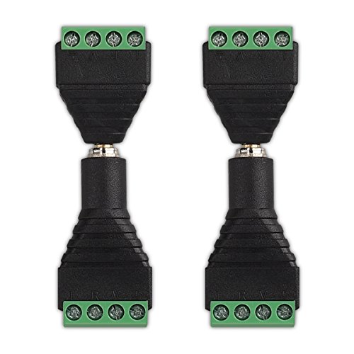 kwmobile 2X Adaptador Jack de 3.5MM - Conector a Cable de Audio de 4 Pines - Pack de Bloque de terminales - Conectores de Cables con Tornillo