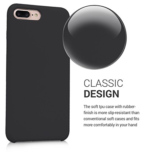 kwmobile Funda Compatible con Apple iPhone 7 Plus / 8 Plus - Carcasa de TPU para móvil - Cover Trasero en Negro Mate