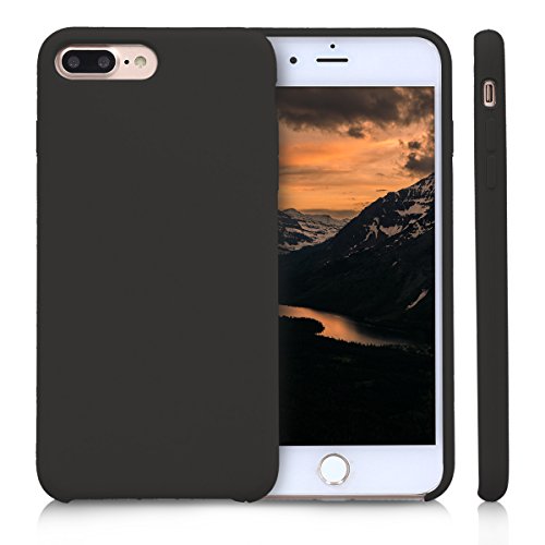 kwmobile Funda Compatible con Apple iPhone 7 Plus / 8 Plus - Carcasa de TPU para móvil - Cover Trasero en Negro Mate