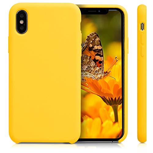 kwmobile Funda Compatible con Apple iPhone X - Carcasa de TPU para móvil - Cover Trasero en amarilo Brillante