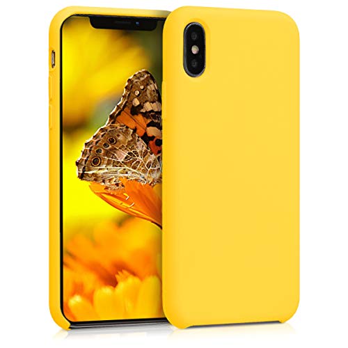 kwmobile Funda Compatible con Apple iPhone X - Carcasa de TPU para móvil - Cover Trasero en amarilo Brillante