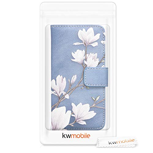 kwmobile Funda Compatible con Samsung Galaxy J3 (2016) DUOS - Carcasa de Cuero sintético Magnolias - con Tarjetero