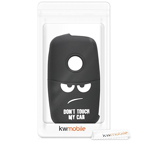 kwmobile Funda Compatible con VW Skoda Seat Llave de Coche de 3 Botones - Carcasa Protectora Suave de Silicona - Don't Touch my Car