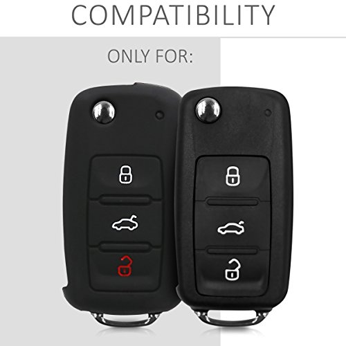 kwmobile Funda Compatible con VW Skoda Seat Llave de Coche de 3 Botones - Carcasa Protectora Suave de Silicona - Don't Touch my Car
