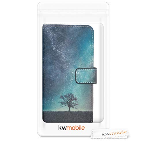 kwmobile Funda Compatible con Xiaomi Redmi 8 - Carcasa de Cuero sintético árbol y Estrellas - con Tarjetero
