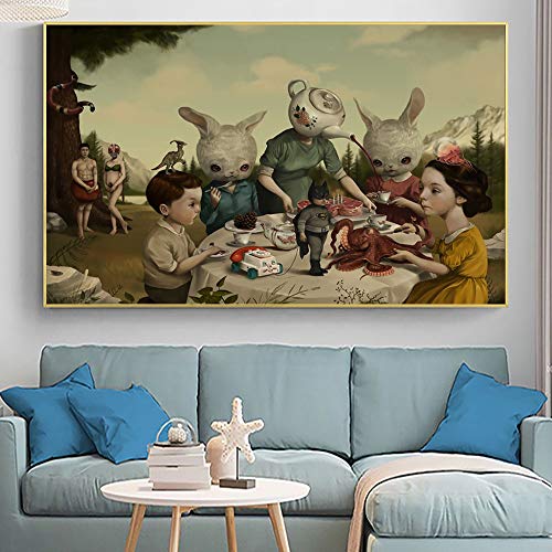 KWzEQ Imprimir en Lienzo Cuadros de Dibujos Animados Cartel Moderno y decoración para Sala de estar50x75cmPintura sin Marco