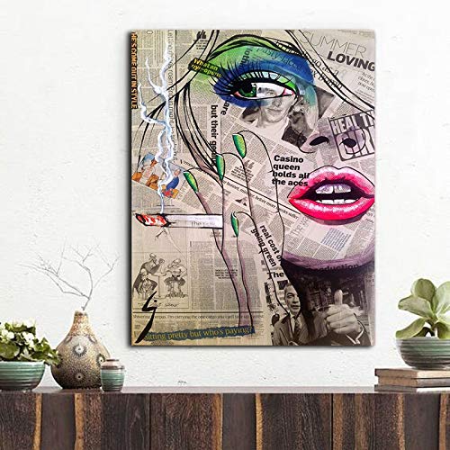 KWzEQ Imprimir en Lienzo Decoración artística del hogar de la Imagen de la Pared de la Cara artística para los Carteles de la Sala de estar70x90cmPintura sin Marco