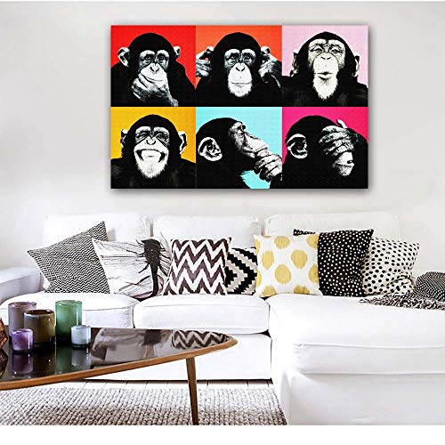 KWzEQ Imprimir en Lienzo Póster de imágenes de Animales de Mono y Arte Decorativo para Sala de estar60x90cmPintura sin Marco
