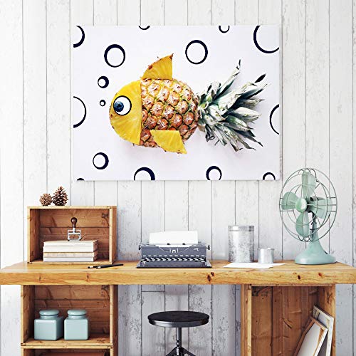 KWzEQ Pez piña limón Lienzo Mural Animal Poster Mural Cocina Restaurante nórdico decoración del hogar-Pintura sin marco30X40cm