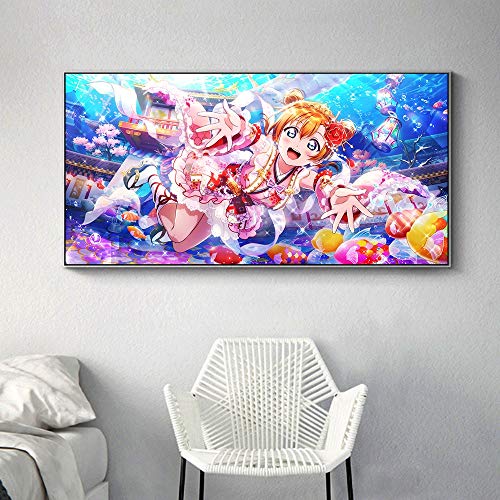 KWzEQ Póster de Anime Mural de niña decoración de Lienzo Moderna impresión de Arte decoración de habitación de niña en casa,30X60cm,Pintura sin Marco