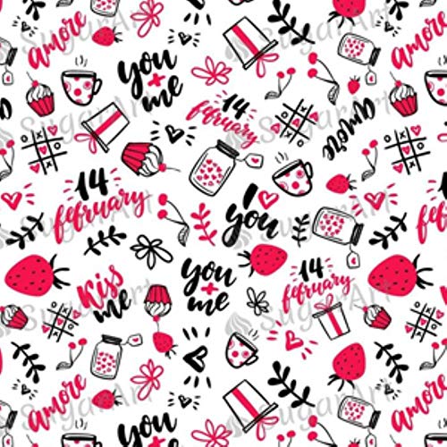 KXCLL Love Heart Sugar Stamp Transfer Sheet para el día de San Valentín boda chocolate merengues decoración s Herramientas de decoración de pasteles de papel, d