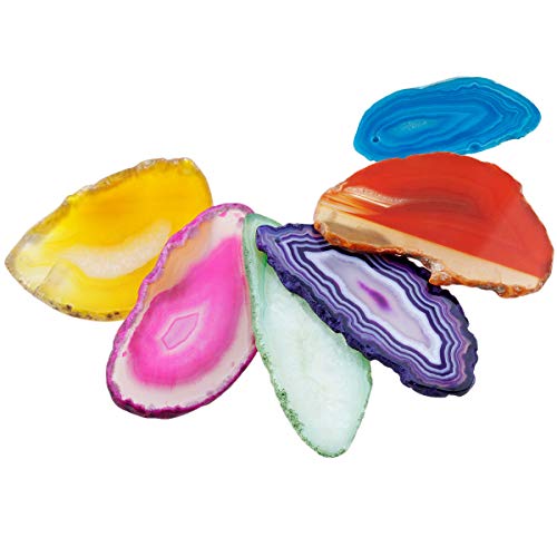 KYEYGWO - 10 Colgantes de ágata de formato irregular, perforados en la parte superior. Láminas de ágata, cuarzo, para confección de bisutería, joyería 01-Muticolor
