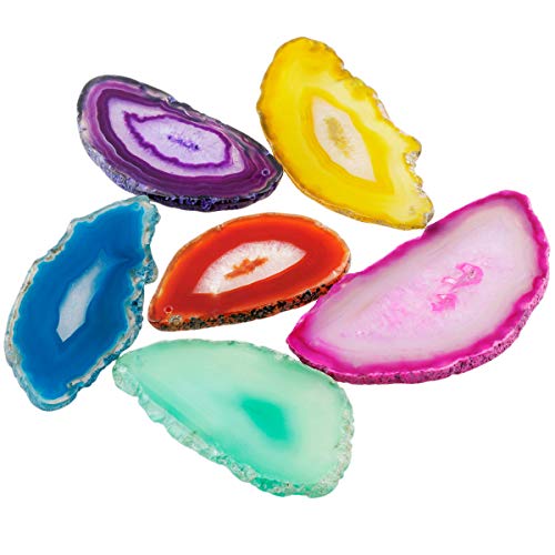 KYEYGWO - 10 Colgantes de ágata de formato irregular, perforados en la parte superior. Láminas de ágata, cuarzo, para confección de bisutería, joyería 01-Muticolor
