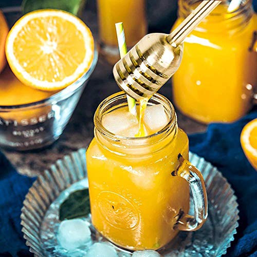 Kylewo Batidora de Miel, Acero Inoxidable Cuchara de Miel Cucharón de Miel y Jarabe Cuchara de Miel, batidora Mango Recto para Maceta Contenedor de Tarro