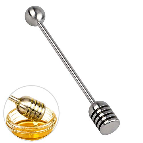 Kylewo Batidora de Miel, Acero Inoxidable Cuchara de Miel Cucharón de Miel y Jarabe Cuchara de Miel, batidora Mango Recto para Maceta Contenedor de Tarro