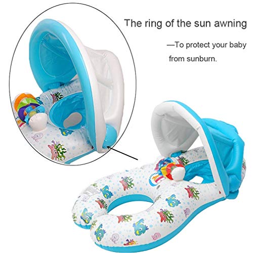 Kyman Inflable natación del bebé Anillo Parasol Tubo balsa Piscina Flotador del Asiento de Seguridad con los Juguetes Madre Agua colchón de la Cama Círculo, B (Color : A)