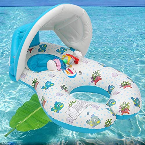 Kyman Inflable natación del bebé Anillo Parasol Tubo balsa Piscina Flotador del Asiento de Seguridad con los Juguetes Madre Agua colchón de la Cama Círculo, B (Color : A)