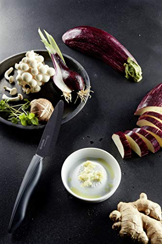 Kyocera CD-18, rallador de cerámica eficiente para frutas y verduras, que incluye un anillo de silicona para un soporte seguro, fácil de limpiar, diámetro 16 cm