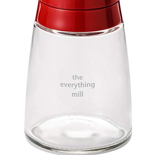 KYOCERA CM-20C-RD, Molino para Hierbas y Especias, Molinillo de cerámica, Ajustable de Grueso a Fino, Recipiente de Vidrio, Rojo, 6.3x6.3x15.8 cm