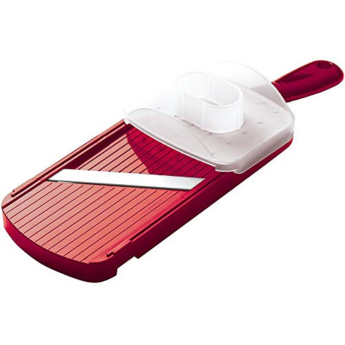 KYOCERA CSN -202-RD - Mandolina para Cocina (Grosor Regulable de 0,5 a 3 mm, Hoja de cerámica, Rojo, 27,8 x 4,8 x 9,2 cm)
